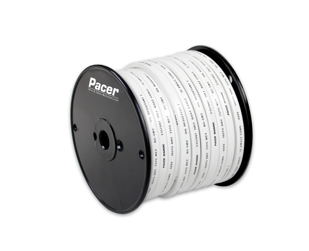 Pacer Stranded Tinned Copper Conductors Duplex Wire W18/2RYW-100 - 18 UL Boat Cbl RY WJ 100FT RL