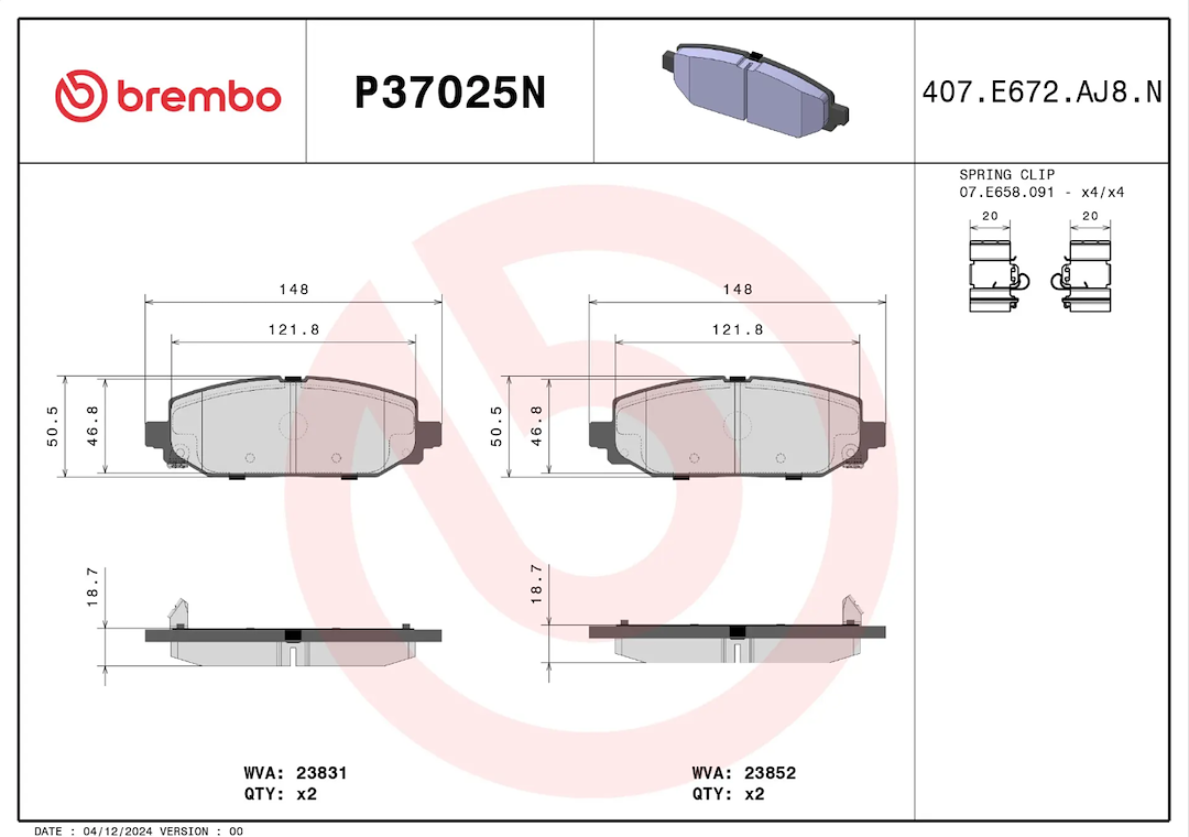 Brembo P37025N Brake Pad