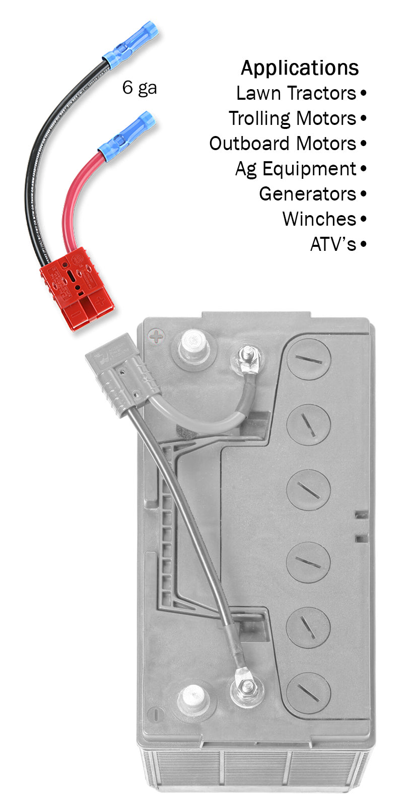 Connect Ease Corrosion Resistant Components Battery Connection Harness RCE12VB6 - Single Gauge