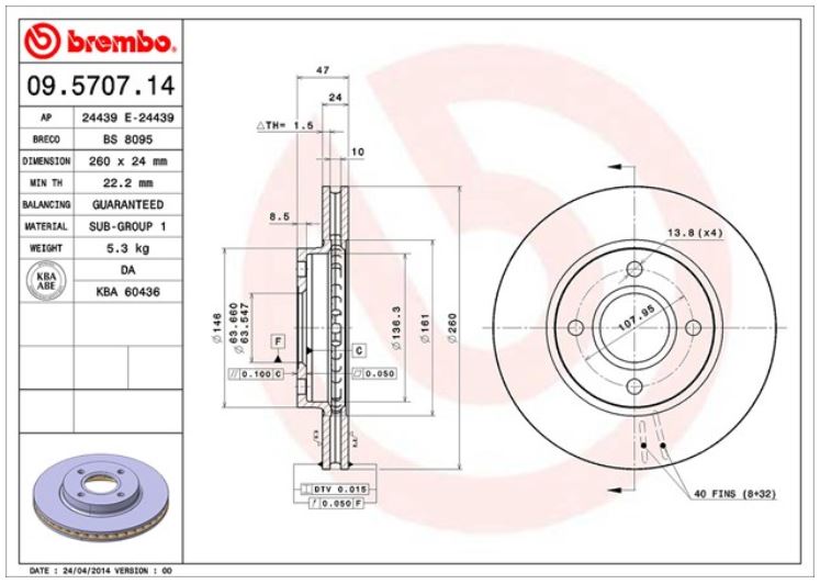 Brembo 09570714C02 Brake Rotor