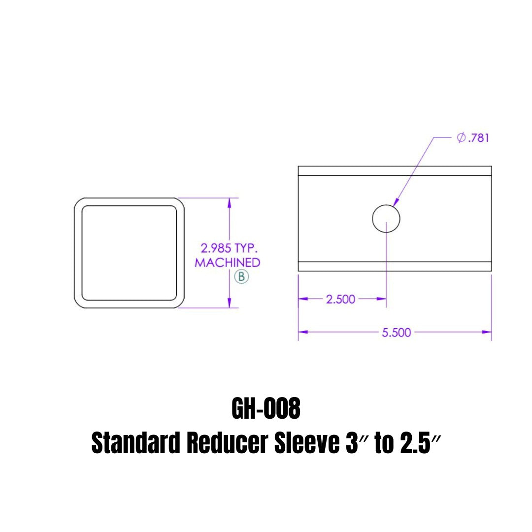 GEN-Y Hitch Made In The USA Trailer Hitch Receiver Tube Adapter GH-008 - Standard Reducer Sleeve 2.5