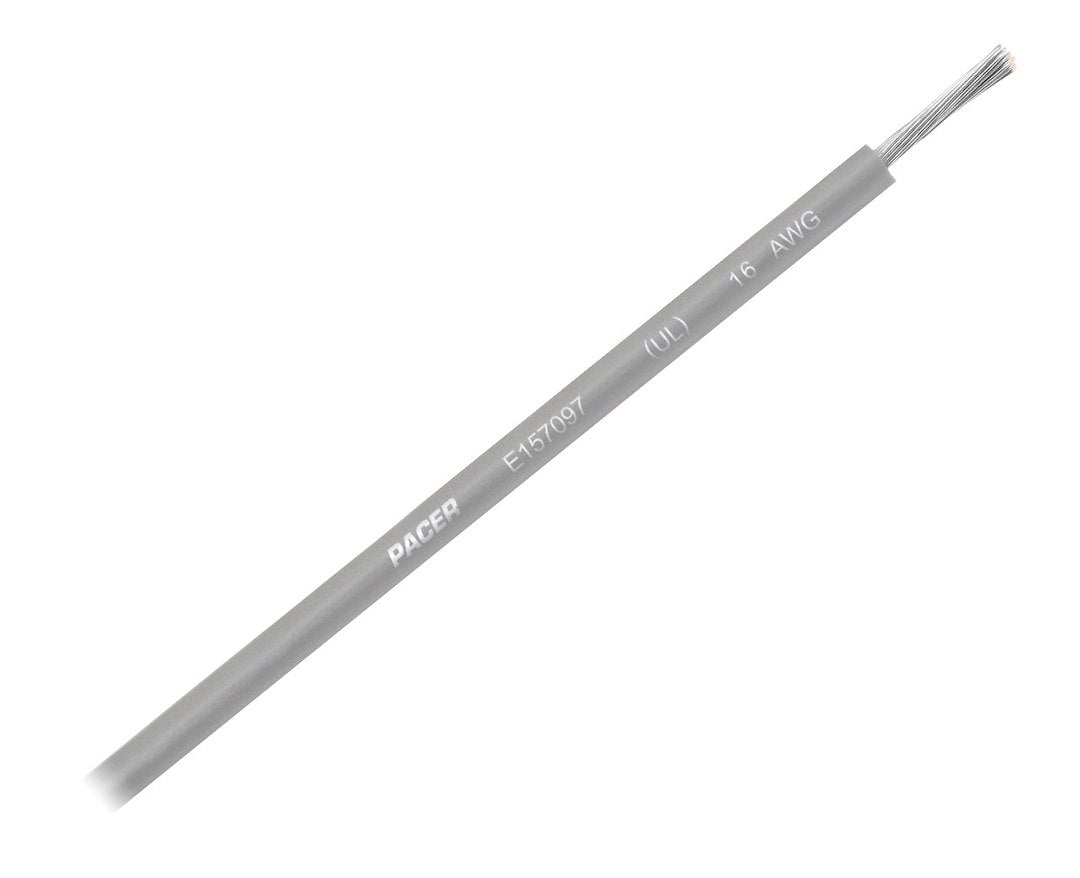 Pacer No Supplier Warranty Primary Wire WUL16GY-100 - 16 Awg UL GY TC 100FT RL