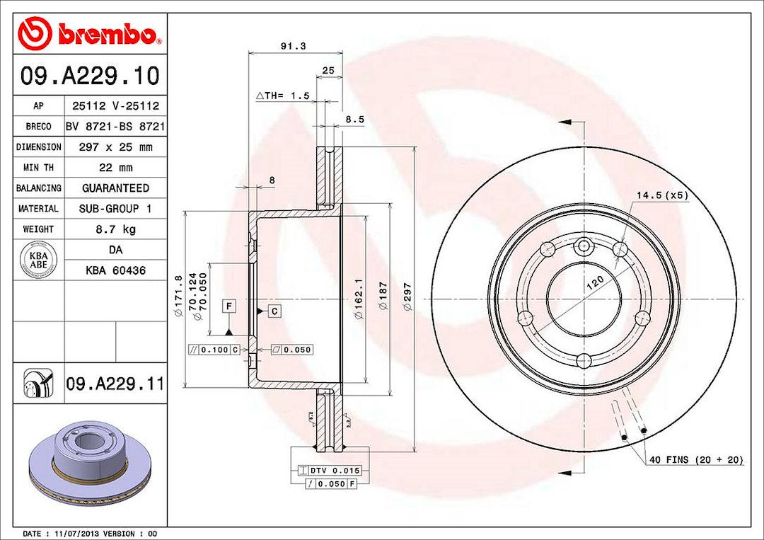 Brembo Components Not Hazardous To Health Brake Rotor 09A22911C02 - Disc
