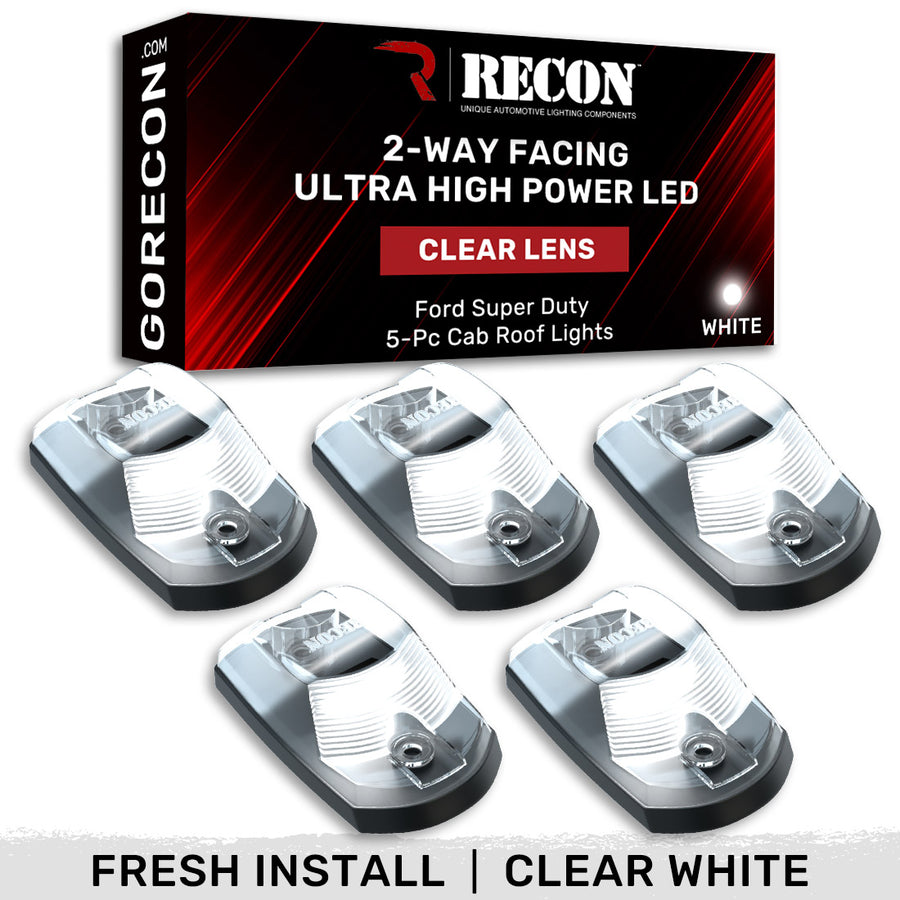 Recon Access SAE And Dot-Compliant Roof Marker Light 264342CLHPWH - Ford 17-23 Superduty 5-Piece Set