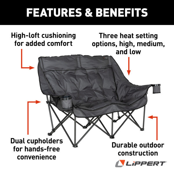 Lippert Comp Lightweight And Easy To Transport Camping Chair 2024043335 - Big Bear Heated Camp Sofa Dark GR