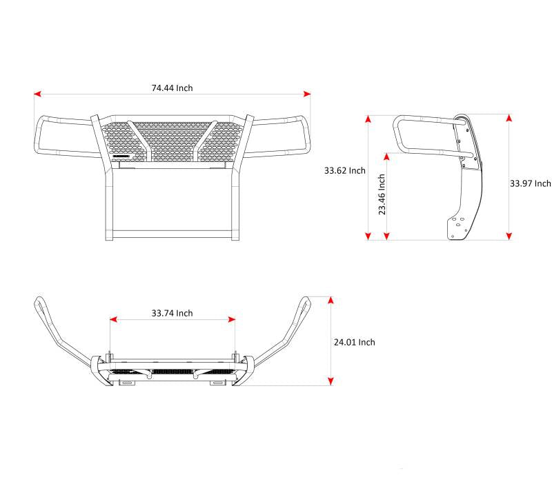 Black Horse No Drill Mounting Grille Guard RU-Nifr22-B - Rugged Heavy Duty