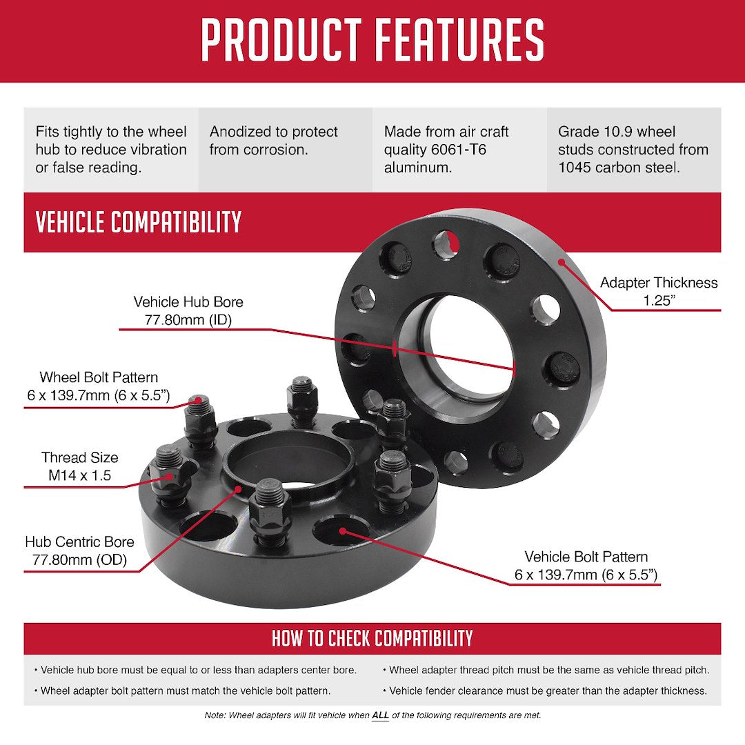 Revolution CNC Lathes And Milling Machines Wheel Adapter 6550-6550H-B14 - Adap-6X5.5 1.25 77.8M M14