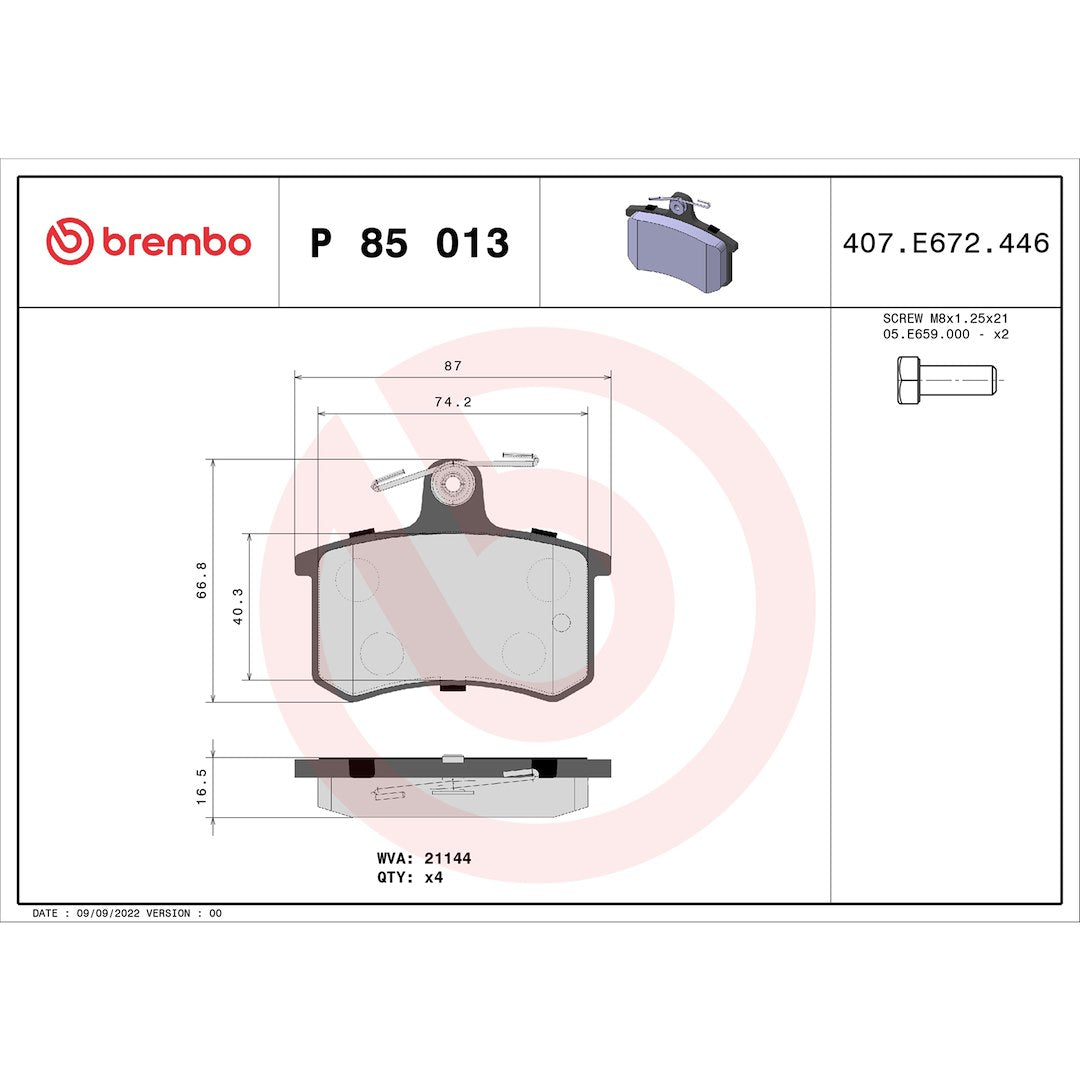 Brembo Premium Low-Met OE Equivalent Pad Brake Pad P85013 - Disc Set