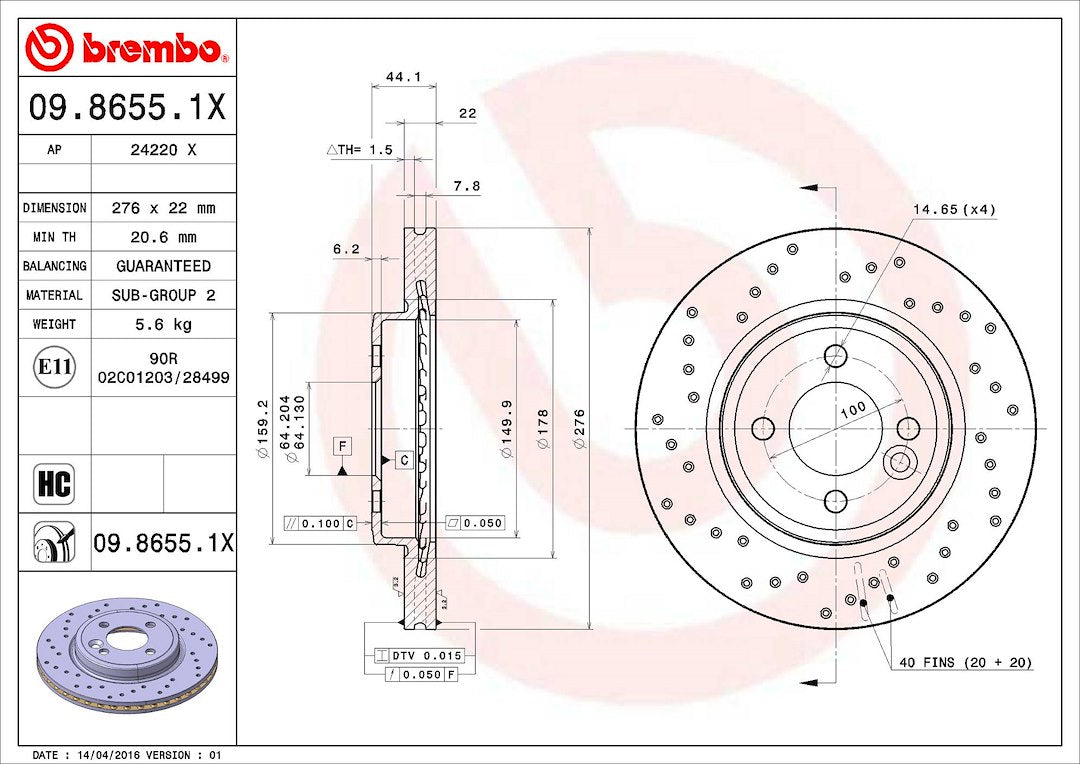 Brembo 0986551XC02 Brake Rotor