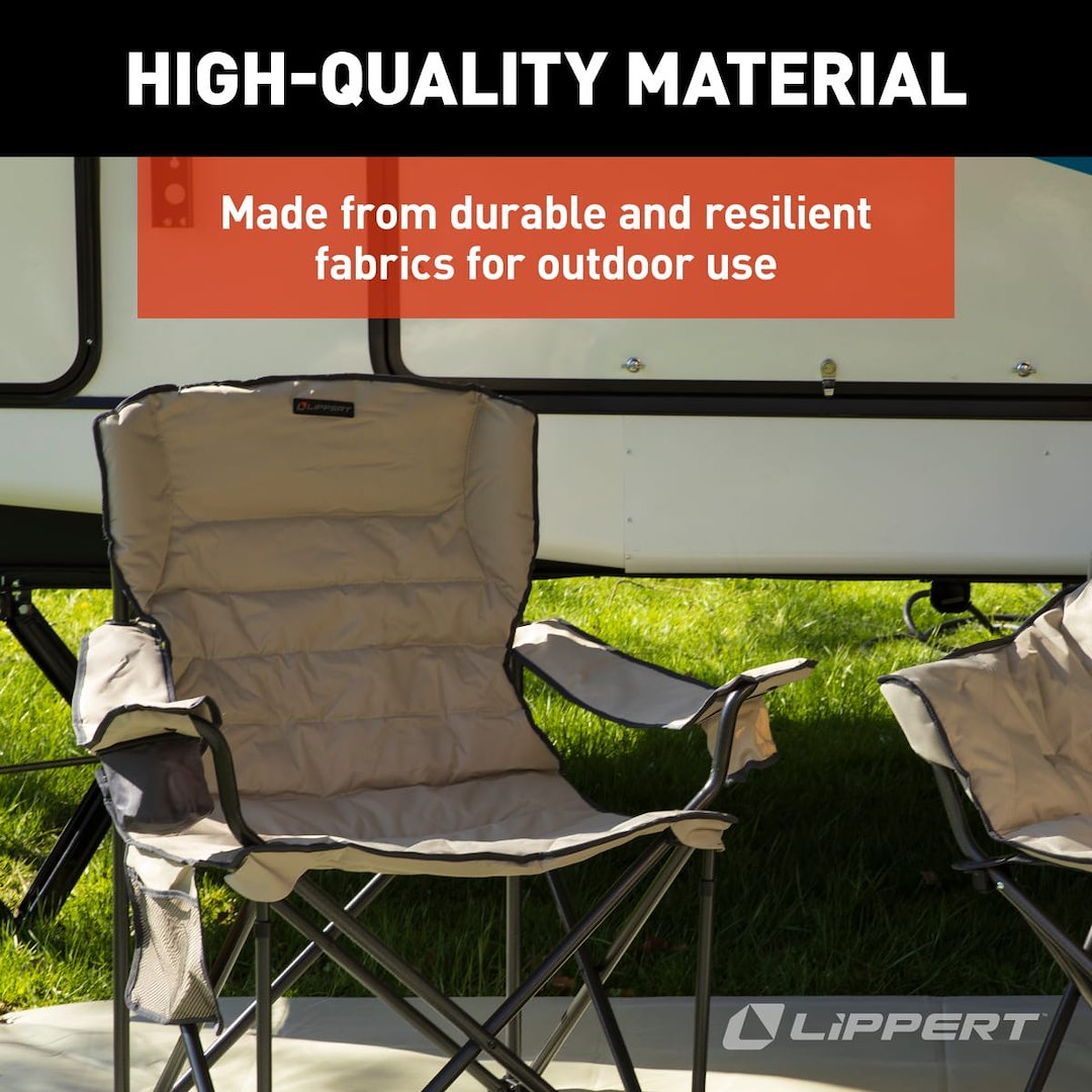 Lippert Comp Dual Cupholders For Convenience Camping Chair 2022114819 - Campfire Mega Padded Quad