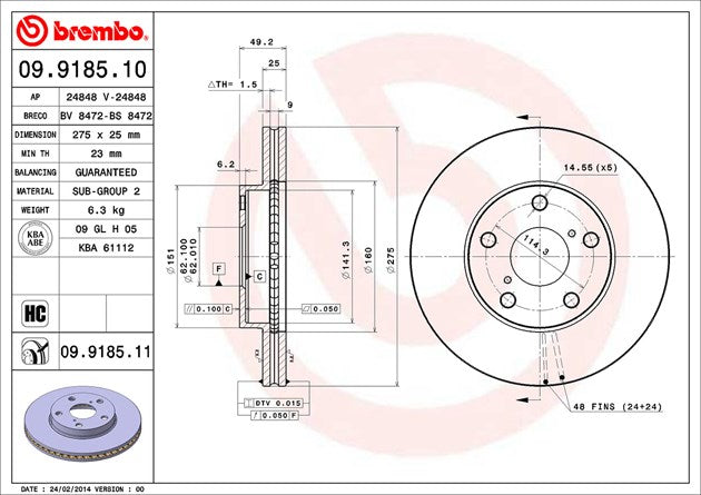 Brembo 09918511C02 Brake Rotor