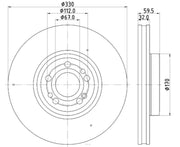 Hella 355132331 Premium quality brake discs - Carbon Gray