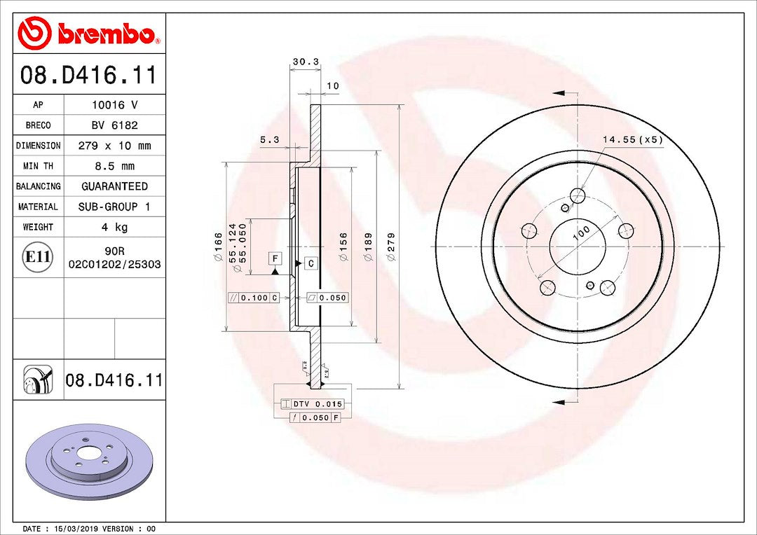 Brembo Components Not Hazardous To Health Brake Rotor 08D41611C02 - Disc
