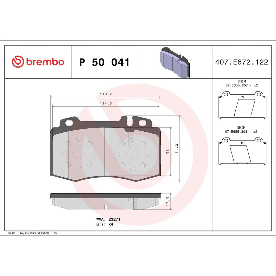 Brembo Premium Low-Met OE Equivalent Pad Brake Pad P50041 - Disc Set