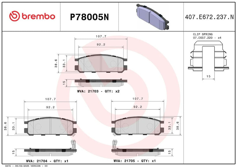 Brembo Premium Low-Met OE Equivalent Pad Brake Pad P78005N - Disc Set