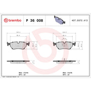 Brembo Premium Low-Met OE Equivalent Pad Brake Pad P36008 - Disc Set
