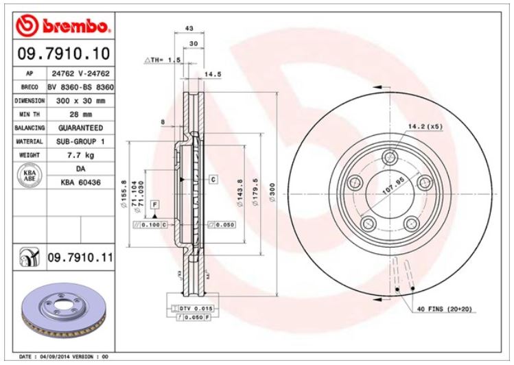 Brembo 09791011C02 Brake Rotor