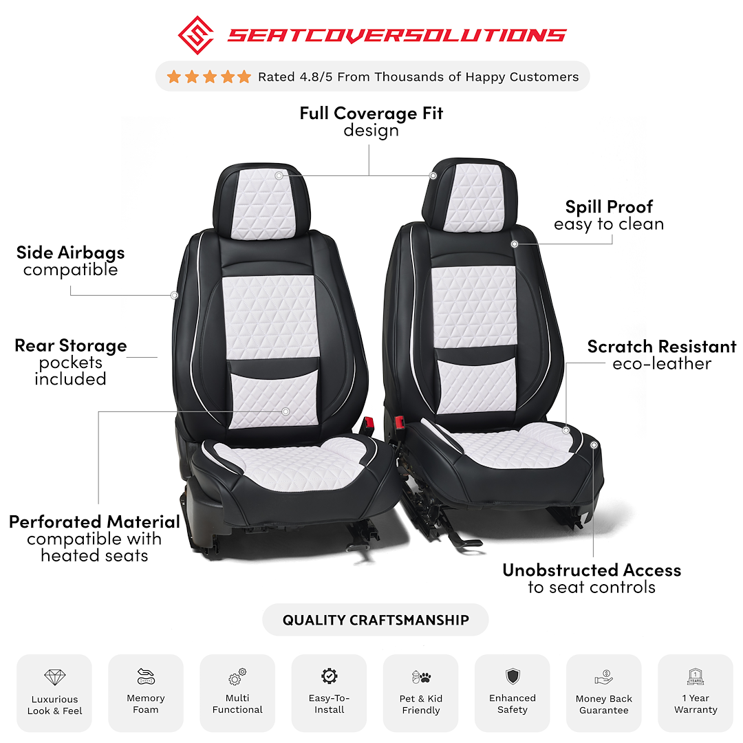 Seat CVR SOL Scratch Resistant Eco-Leather Seat Cover FFFBW - Black White Bundle Frnts