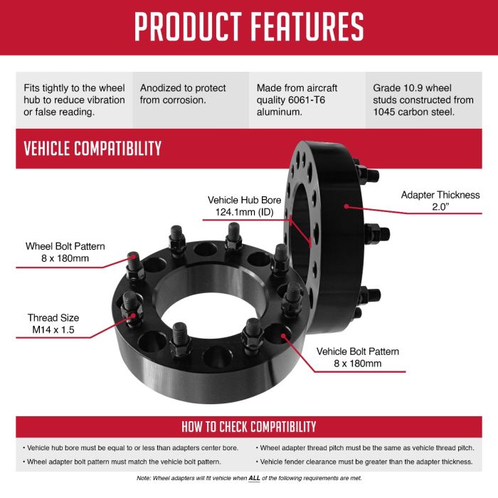 Revolution CNC Lathes And Milling Machines Wheel Adapter 8180-8180HR-E - Adap-8X180 2.0 124.1 M14 1.5