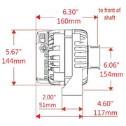 Powermaster One Wire Connection Alternator/ Generator 517943-17.5 - Black Alt GM Denso 245A Corvette