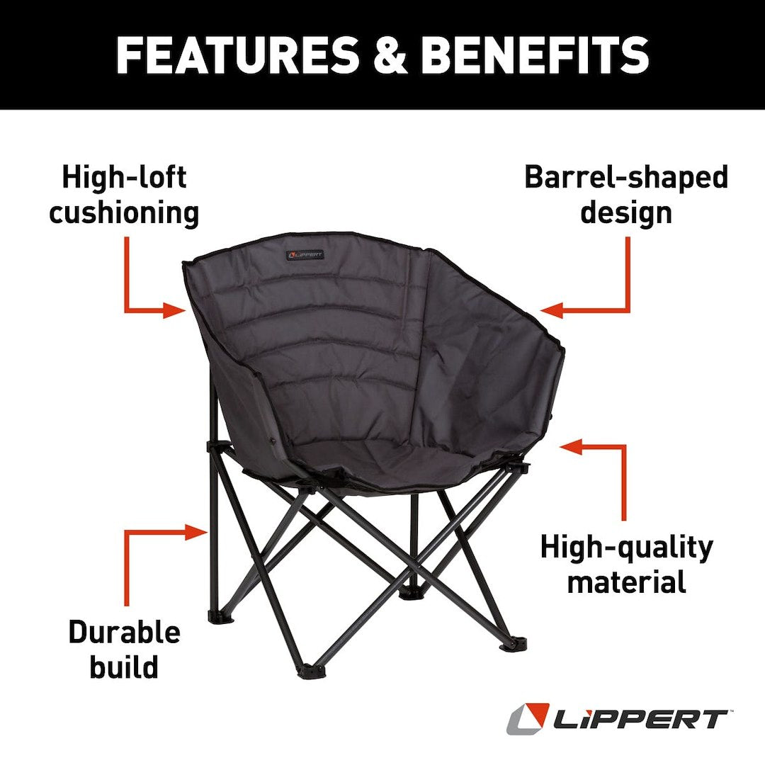 Lippert Comp Lightweight And Easy To Transport Camping Chair 2022114800 - Campfire Padded Barrel Chai