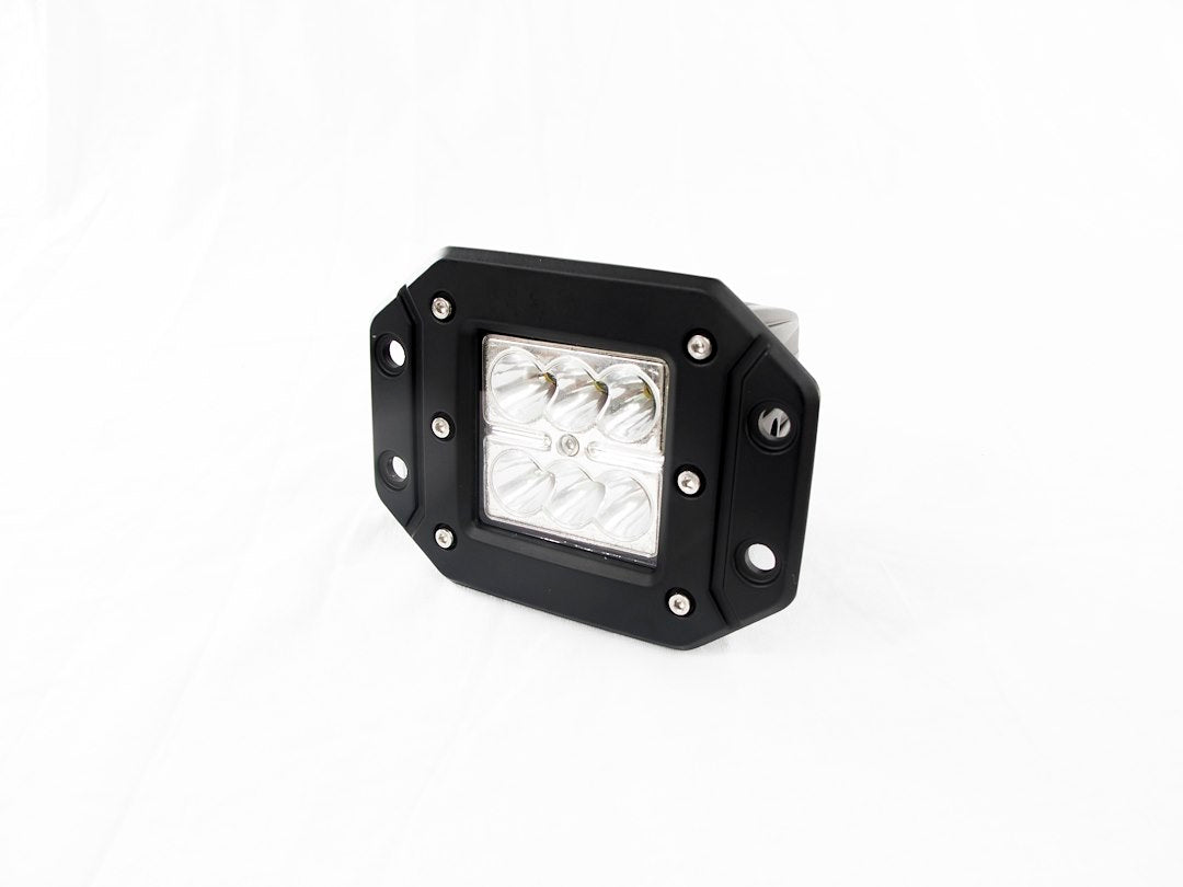 Racesport LT RoHS Compliant Driving/ Fog Light RS-18W6LED-FM - Black Shell Flush Mountable 18WAT