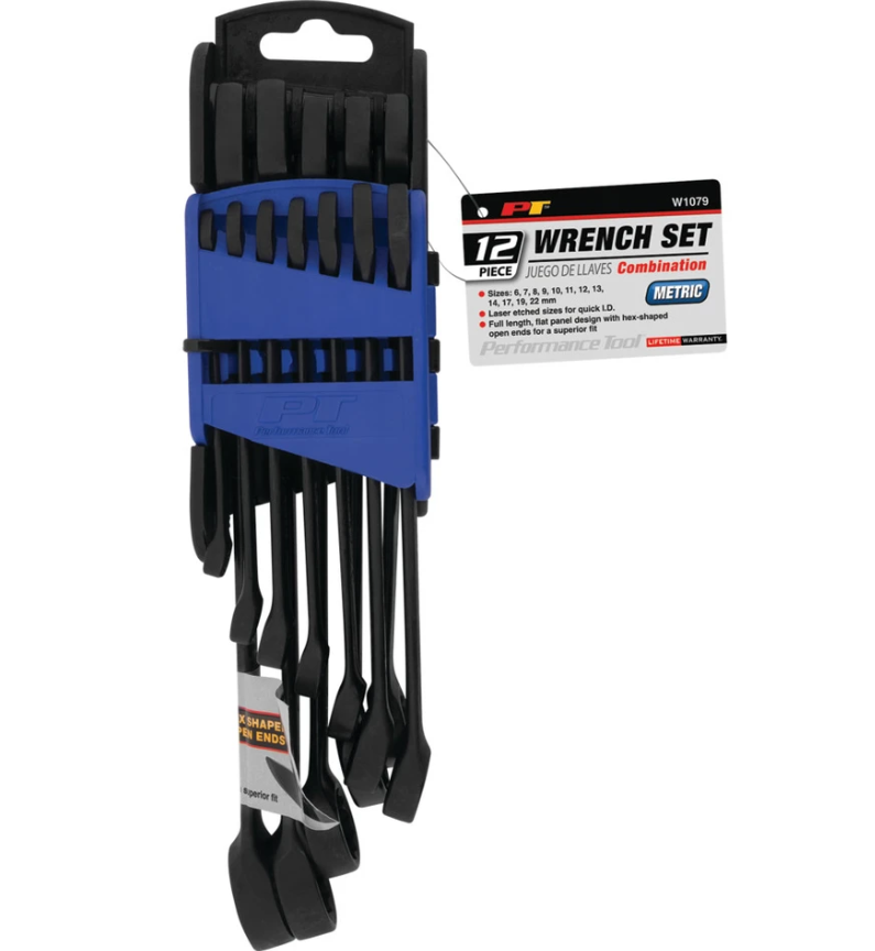 Perform Tool Limited Lifetime Warranty Wrench W1079 - Black 12 PC. Met Combination