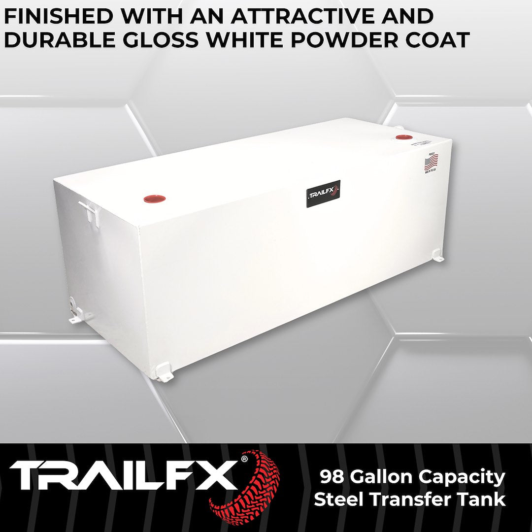 Trailfx Made In The USA Liquid Transfer Tank 21098SW - White 98 Gal Steel Rectangle