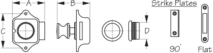 SEA DOG No Supplier Warranty Drawer Latch 225300-1 - Push Button Rim SS