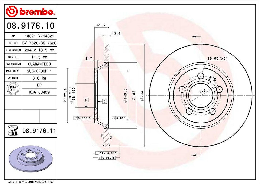 Brembo Components Not Hazardous To Health Brake Rotor 08917611C02 - Disc