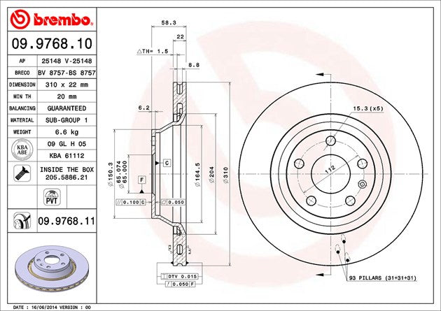 Brembo 09976811C02 Brake Rotor
