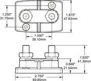 Blue SEA Glass Reinforced Thermoplastics Busbar Stud 2019-BSS - Dual 8IN Insulators