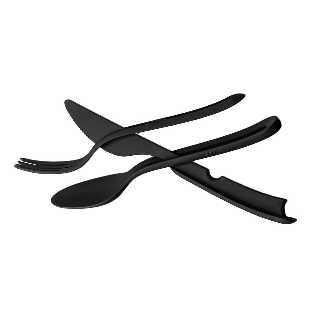Silwy Magnet Compact Click System Creates Order Flatware KO-BT-B-2 - Black Cutlery Set Tricky