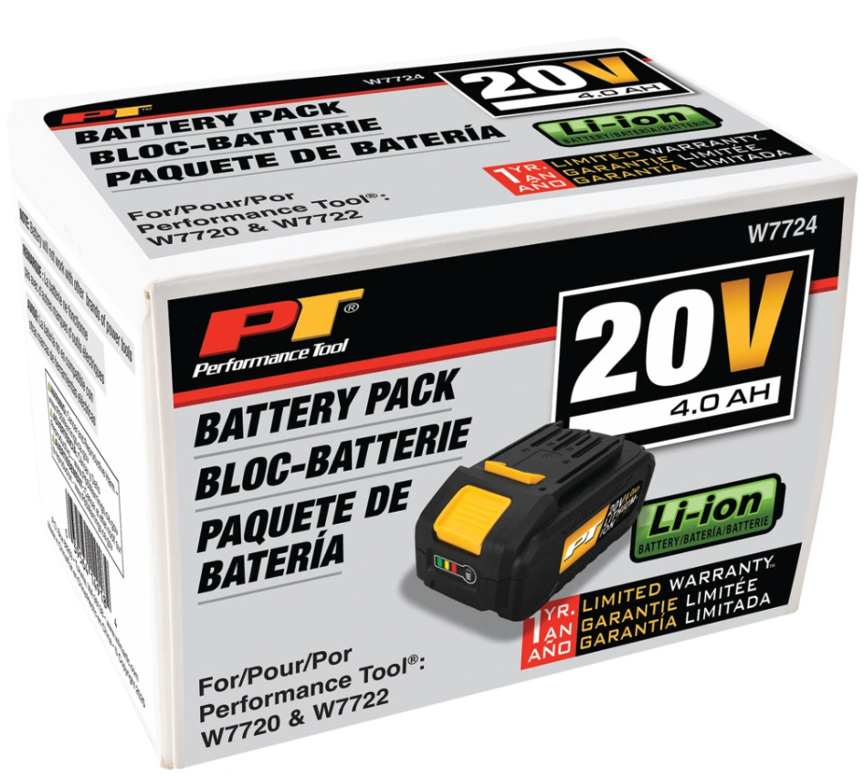 Perform Tool Lock Button Power Tool Battery W7724 - 20V 4.0AH LI-ION