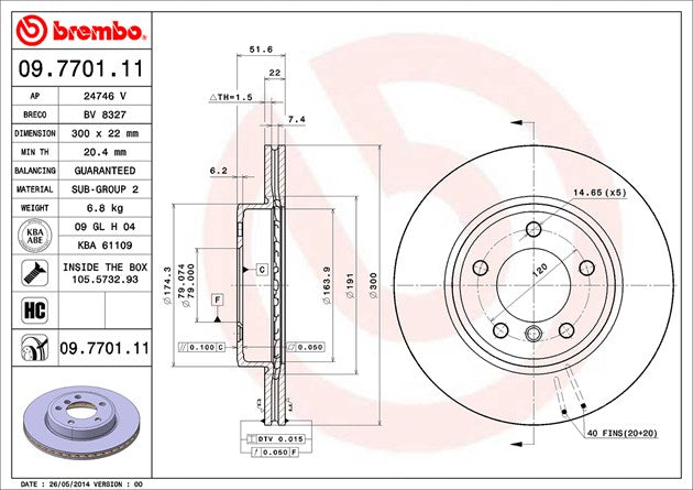 Brembo 09770111C02 Brake Rotor