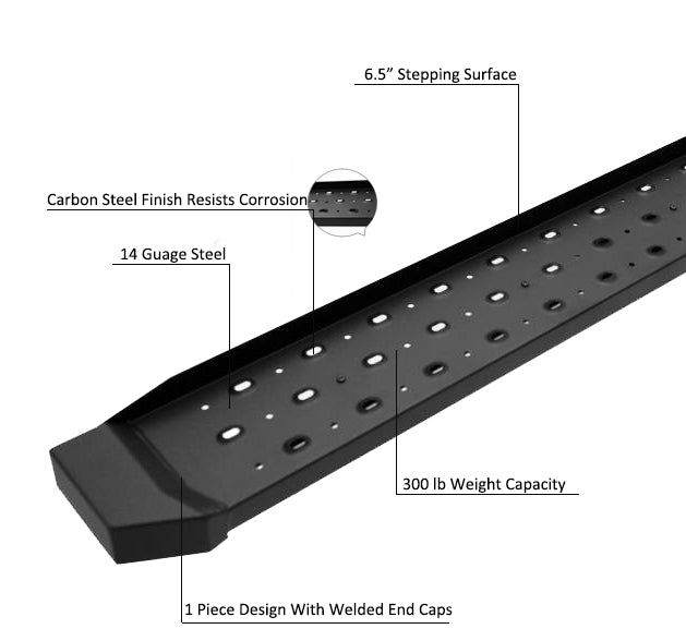 Black Horse Rust And Corrosion Resistant Running Board SR-FOR213296 - 2015-2019 Ford Transit Boar