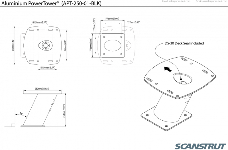 Scanstrut APT-250-01-Black Radar Antenna Mount - Black APT-250-01-BLK