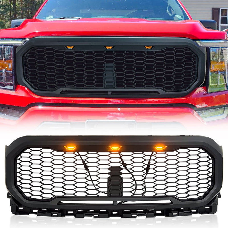 American MOD Mean Aggressive Styling Grille Amfmaa00122 - Mesh Amber Lights