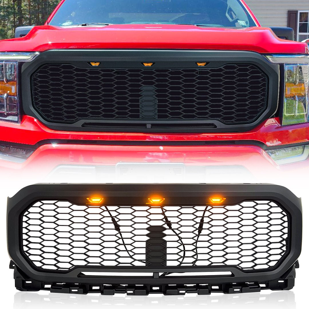 American MOD Mean Aggressive Styling Grille Amfmaa00122 - Mesh Amber Lights