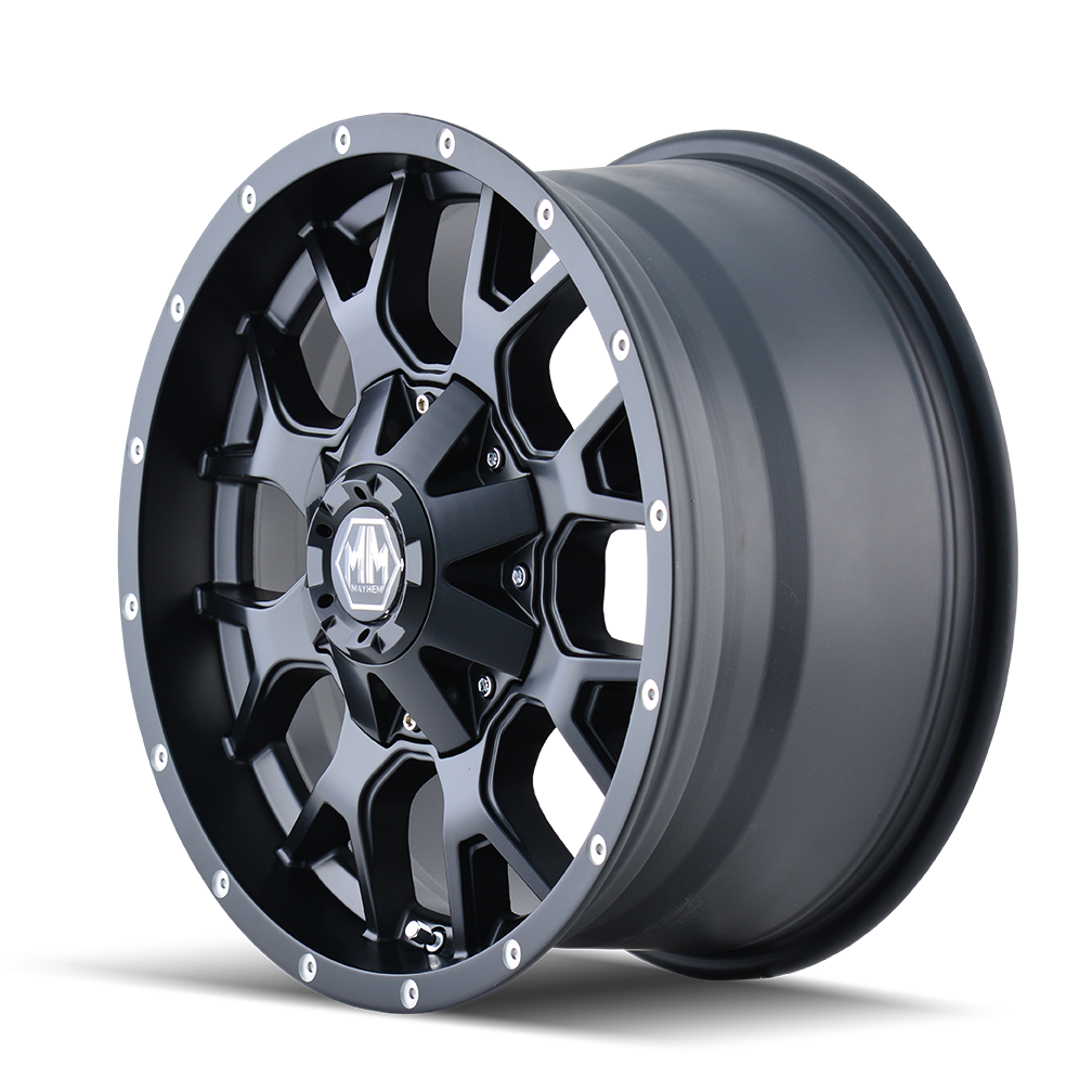 Wheel Group With Mayhem Logo Center Cap 8015-2978MB18 - Black Warrior 8015 20X9 8180 18 12