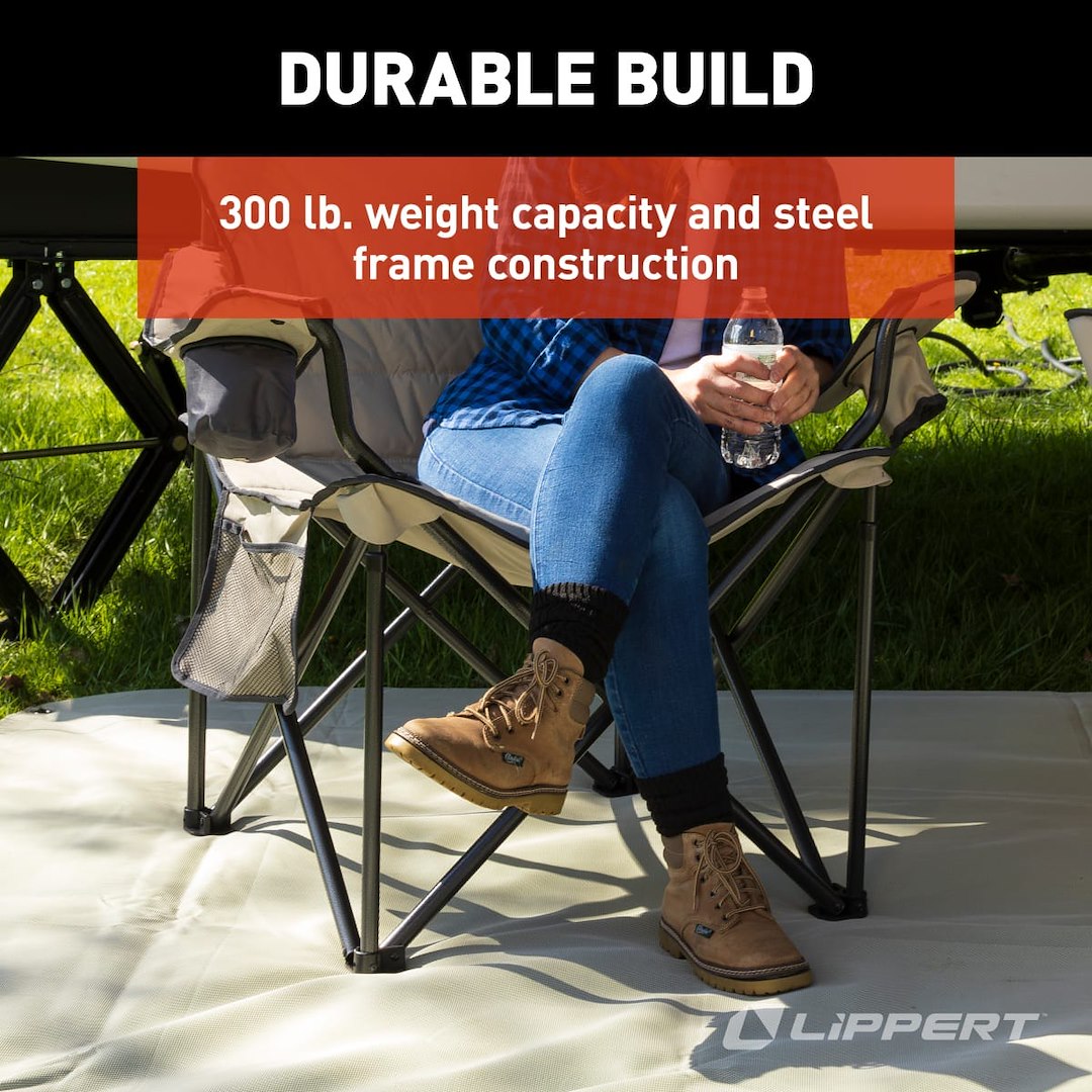 Lippert Comp Dual Cupholders For Convenience Camping Chair 2022114819 - Campfire Mega Padded Quad