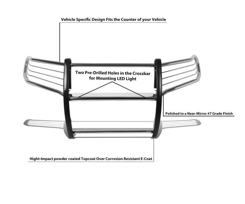 Black Horse Bolt On Mounting Grille Guard 17A080202MSS - 2011-2018 Jeep Grand Cherokee Grill