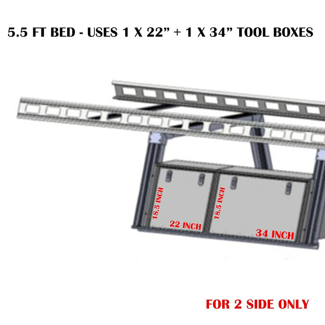Black Horse No Drilling Required Ladder Rack CSFRHD55TX2 - Base K2 Over Cab Tool Box