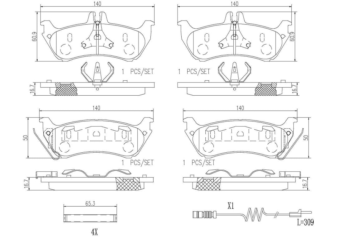 Brembo Premium Low-Met OE Equivalent Pad Brake Pad P50044N - Disc Set