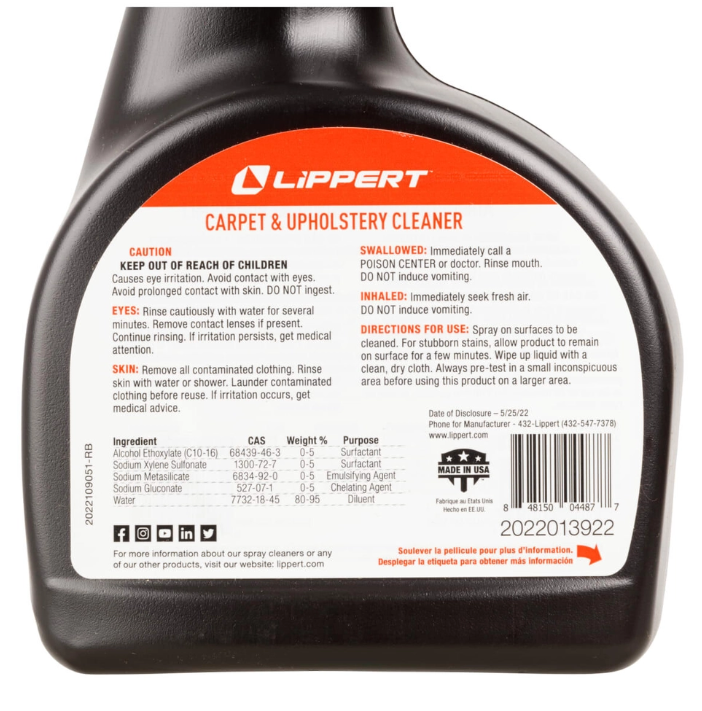Lippert Comp No Supplier Warranty Carpet Cleaner 2022013922 - Lipp Upholste Spy