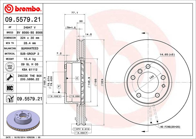 Brembo 09557921C02 Brake Rotor