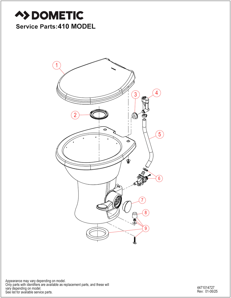 Dometic RV Toilets: Dometic 410 RV Toilet Bone Tall 18 Inch 9610008260