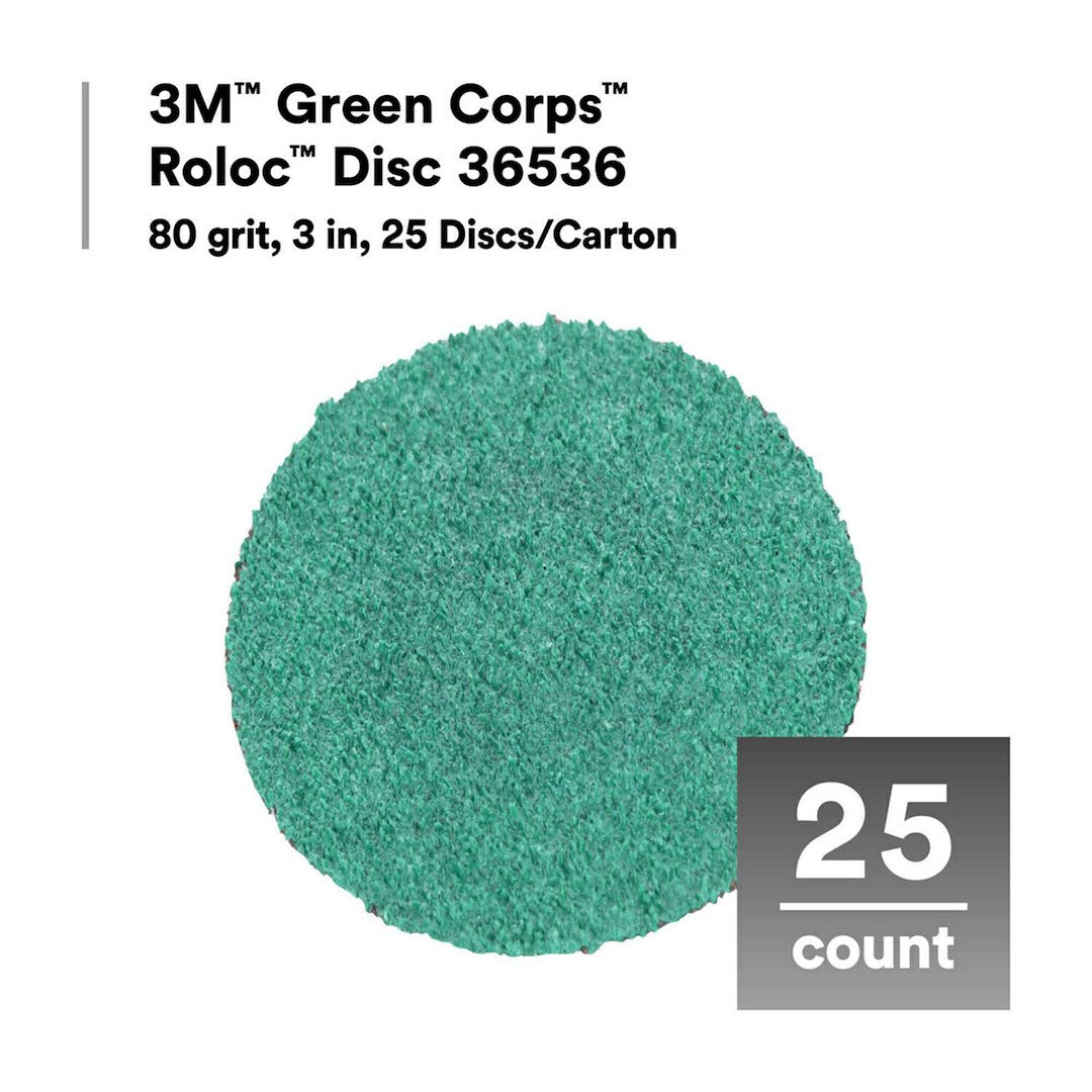 3M No Supplier Warranty Grinding Disc 36536 - Green Corps Roloc 36536