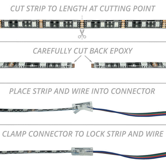 XK Glow Does Not Require Any Soldering Rope Light Connector XK-4P-CNT-SW - 4PIN Strip-Wire Xkchrome
