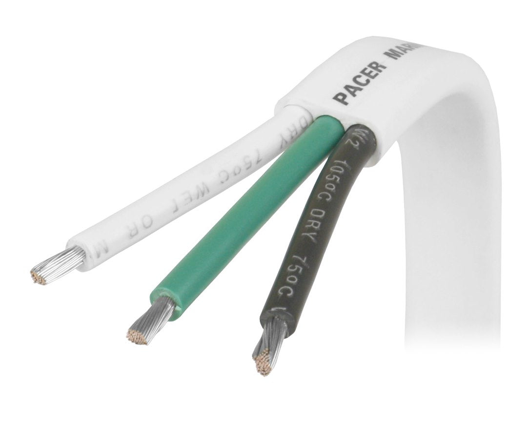 Pacer Color Coded Conductors Triplex Wire W8/3-100 - UL Boat Cbl AC Wgb WJ 100FT RL